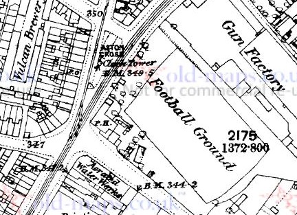 Birmingham - Aston Cross Grounds : Map credit Old-Maps.co.uk historic maps